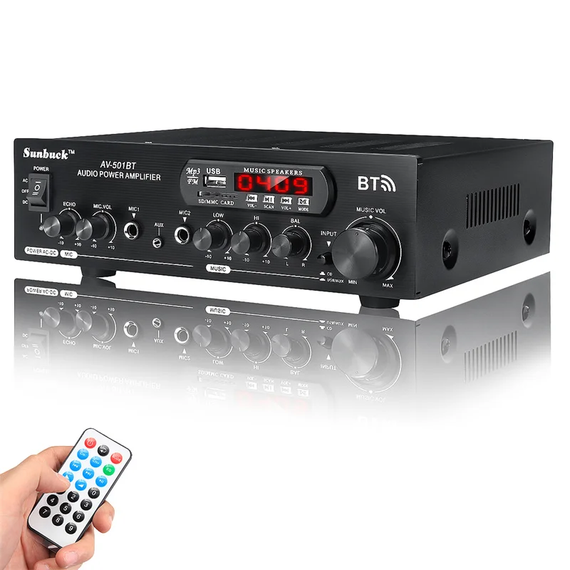 1200W 110V/220V bluetooth Dual Channel Karaoke Mic Input Digital Reverb Home Stereo Amplifier Support USB SD FM AUX Input
1200W 110V/220V bluetooth Dual Channel Karaoke Mic Input Digital Reverb Home Stereo Amplifier Support USB SD FM AUX Input