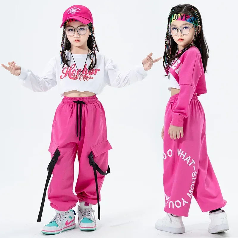 

Stylish Girls Jazz Dance Costume for Hip-hop Unique Girls Jazz Dance Suit with Letter Print Navel Clothing Street Clothes