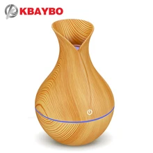 

KBAYBO 300ml USB Electric Aroma Essential Oil Diffuser Ultrasonic Air Humidifier Wood Grain LED Lights Vase Purifier for Home