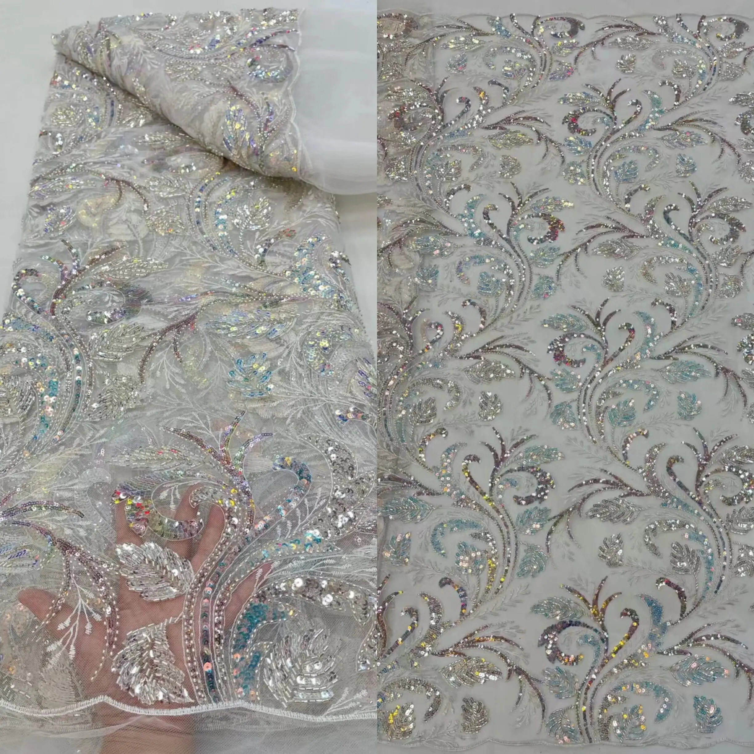 African beads Lace Fabric ZH-1215287 French Mesh Lace Fabric Bridal High Quality Sequins Net Tulle Material For Women
African beads Lace Fabric ZH-1215287 French Mesh Lace Fabric Bridal High Quality Sequins Net Tulle Material For Women