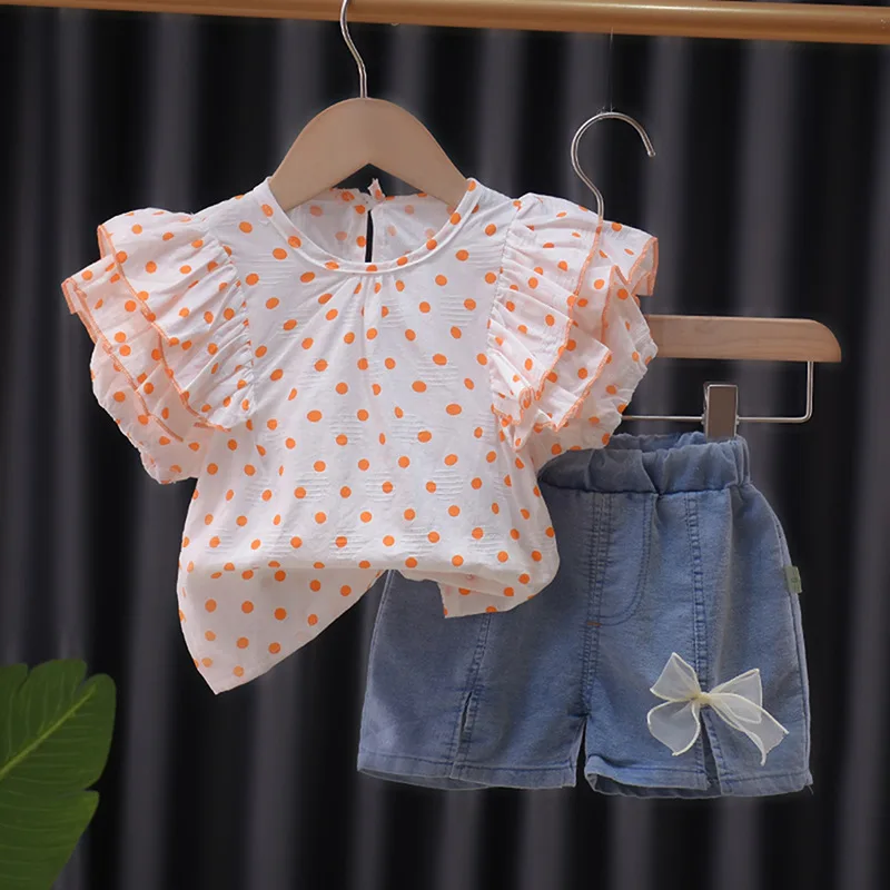 Girl's Summer Clothing Set Baby Short Sleeves Dot Blouses + Jeans Shorts Outfit Child Clothes Birthday Party Clothes
Girl's Summer Clothing Set Baby Short Sleeves Dot Blouses + Jeans Shorts Outfit Child Clothes Birthday Party Clothes