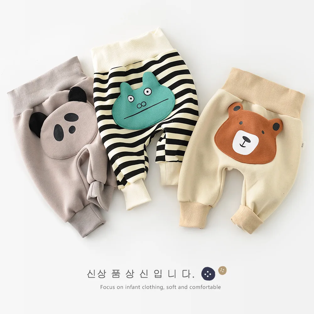 

2023 Late Autumn New Korean Edition INS Cute Cartoon 3D PP Pants for Boys and Girls with High Waist and Thickened Legs