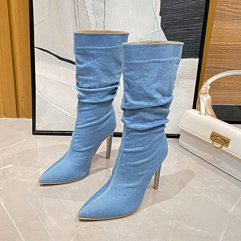 

Boots Women New 2023 Female Shoes Sexy Thigh High Heels High Sexy Luxury Designer Ladies Over-the-Knee Pointy Rubber Med Large