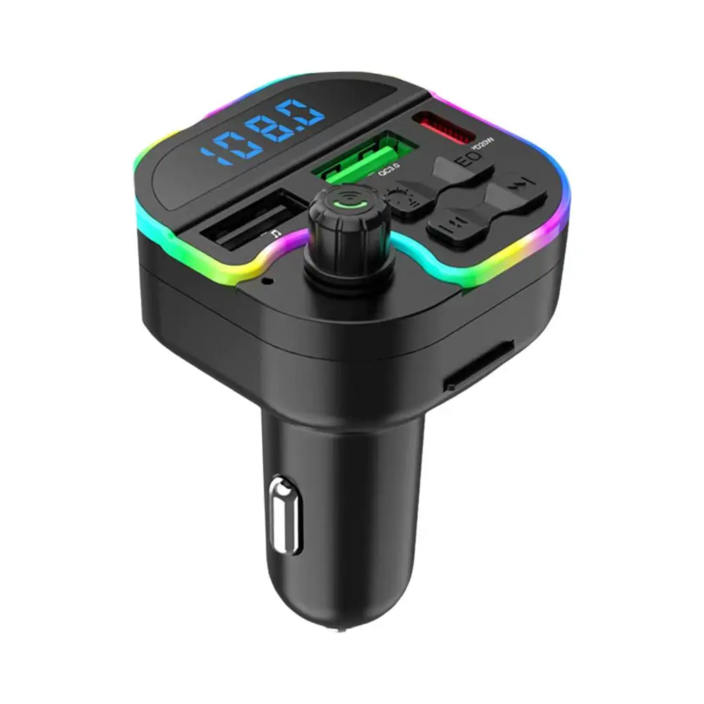 Bluetooth 5 Fm Transmitter Handsfree Car Kit With Pd 30W Type-C Dual Usb 3.4A 2