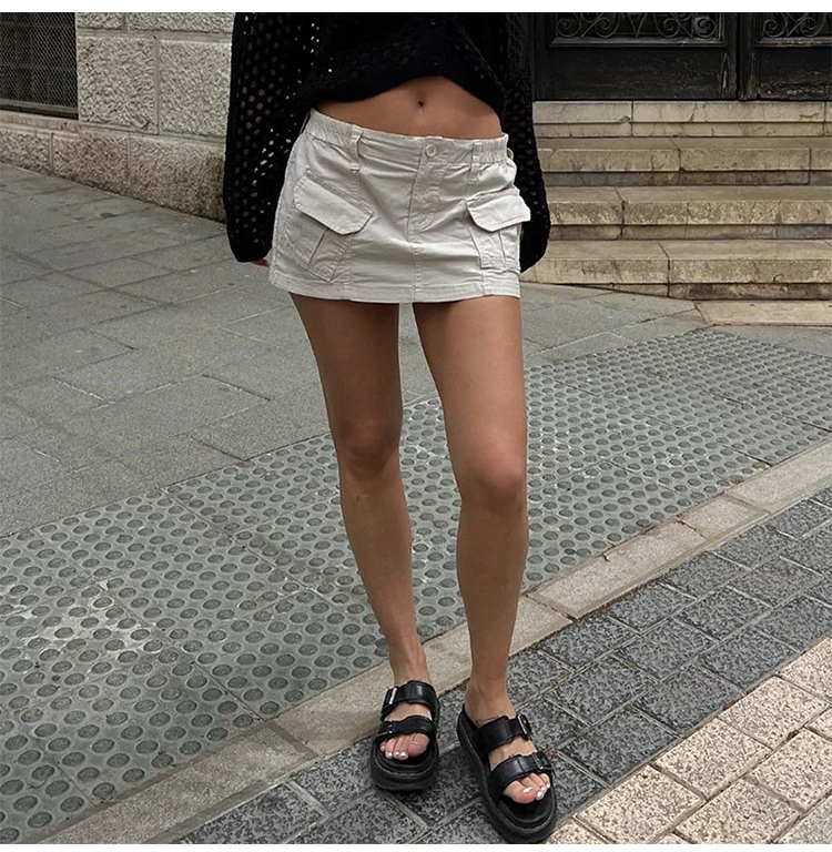 

Streetwear Cargo Mini Skirts Women Harajuku Vintage Y2k Casual High Waist Sexy babes Clubwear Fashion Denim Gothic Short Skirt