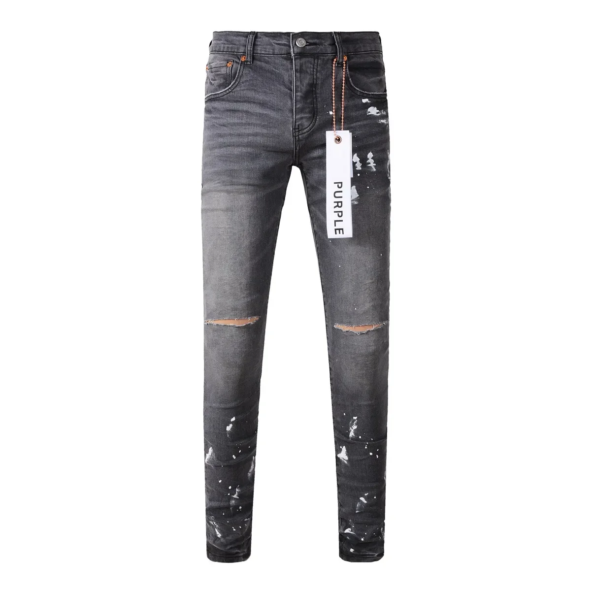 

Новинка 2024, фиолетовые фирменные джинсы, модные высококачественные рваные брюки-скинни с низкой посадкой