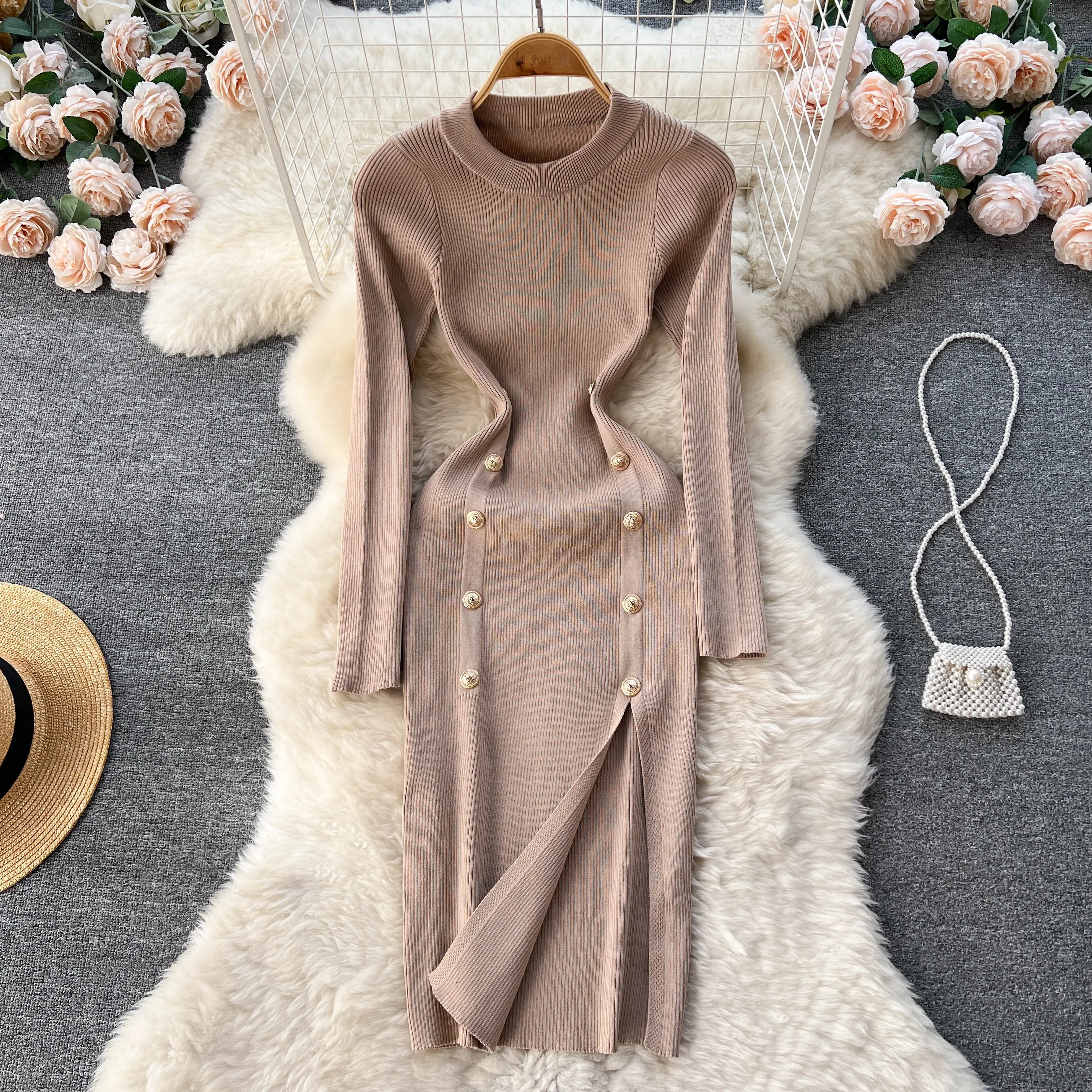 Mamcycl Women Fashion Sexy Package Hips Split Bodycon Dress Winter Slim Fit Double-breasted Ladies Knitted Party Vestidos
Mamcycl Women Fashion Sexy Package Hips Split Bodycon Dress Winter Slim Fit Double-breasted Ladies Knitted Party Vestidos