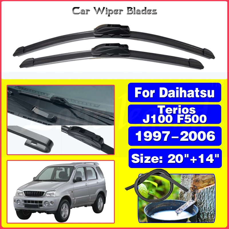 

Car Front Wiper Blades For Daihatsu Terios Taruna Toyota Cami J100 F500 1997 - 2006 Auto Window Windscreen Windshield 20"+14"