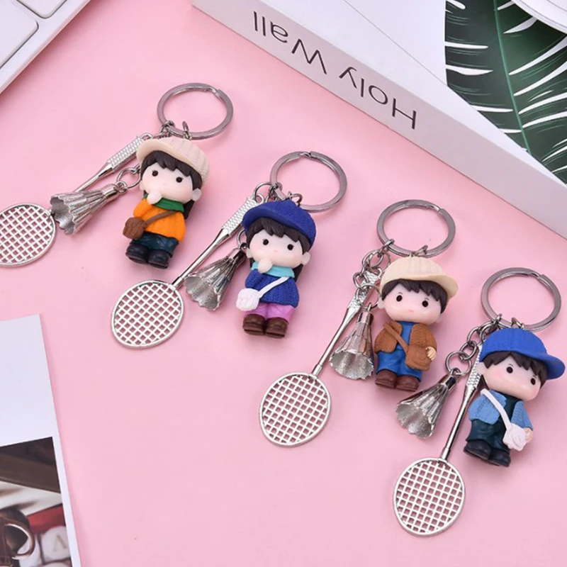 Cartoon Children's Badminton Keychain Alloy Handsome Endorsement Bag Student Figure Keychain Creative Gift 
Cartoon Children's Badminton Keychain Alloy Handsome Endorsement Bag Student Figure Keychain Creative Gift