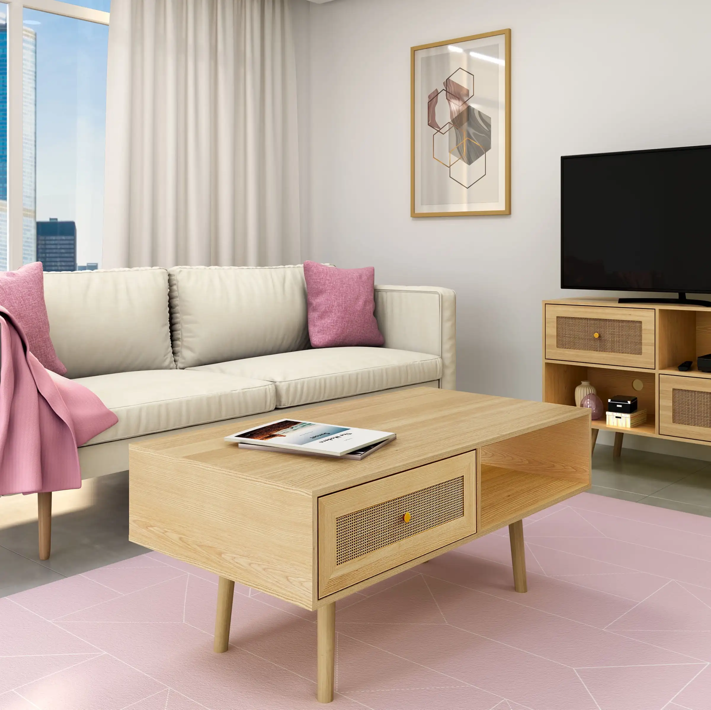 Atlantic Loft & Luv Coda Rattan Indoor Coffee Table with Storage Natural Metal slide rail open shelves
Atlantic Loft & Luv Coda Rattan Indoor Coffee Table with Storage Natural Metal slide rail open shelves