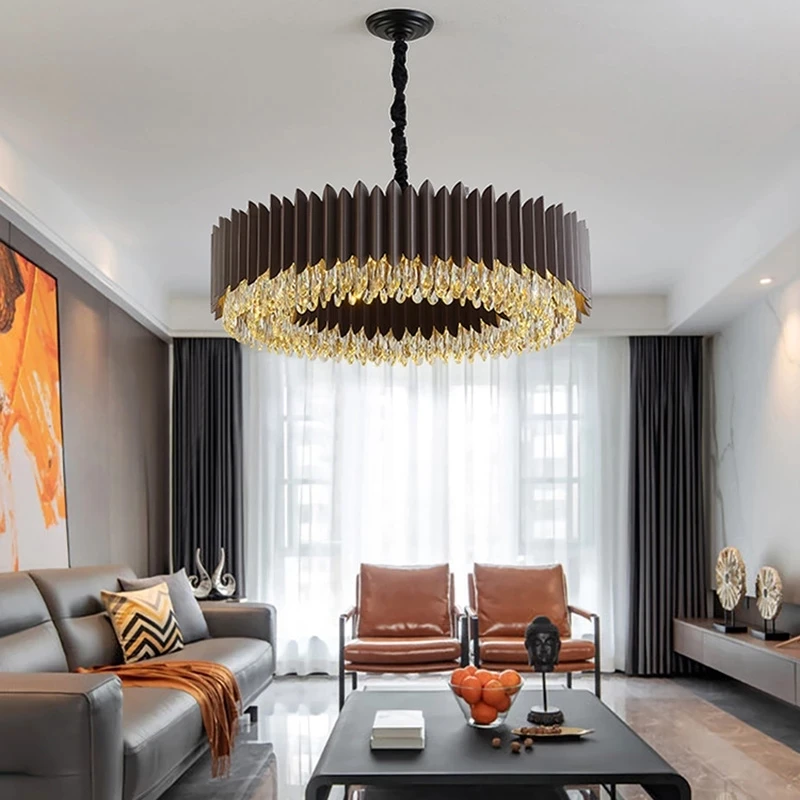 Nordic LED Luxury Round Crystal Chandeliers Black Gold Hanging Pendant Lighting Living Dining Room Bedroom Hotel Decor Lustre
Nordic LED Luxury Round Crystal Chandeliers Black Gold Hanging Pendant Lighting Living Dining Room Bedroom Hotel Decor Lustre