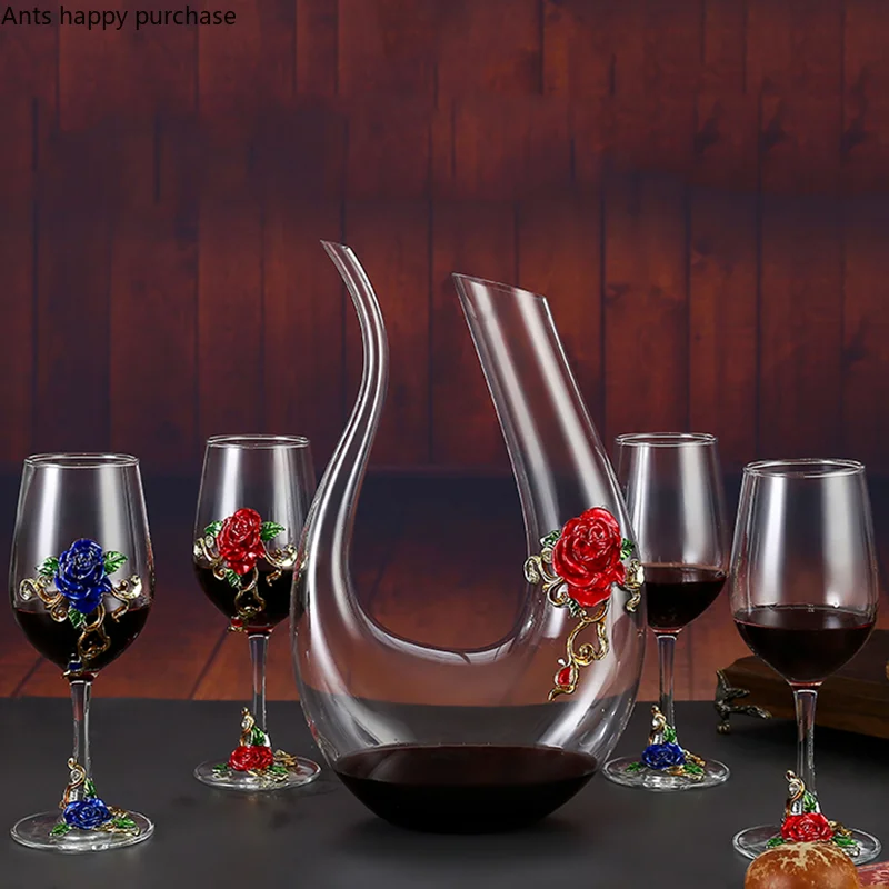 

Металлический хрустальный бокал, Набор бокалов для красного вина, графин, флакон, диспенсер для вина, набор для вина, посуда для бара, наборы для бара, посуда для напитков, изысканный подарок