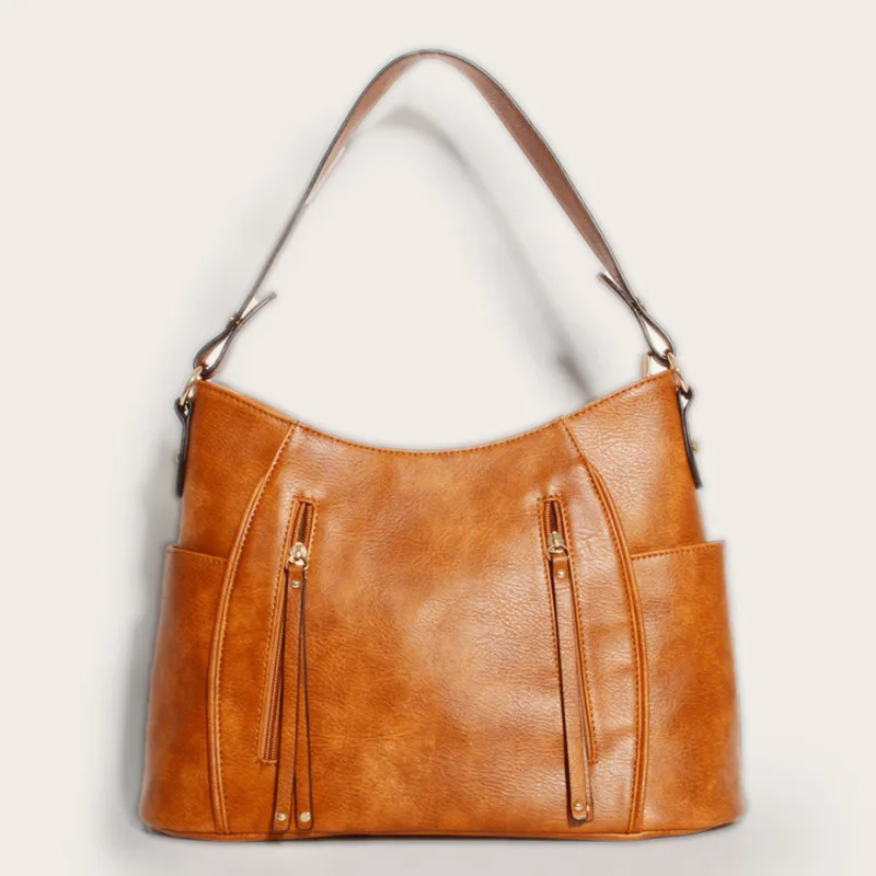 

2023 Best Fashion Tote Bag Double Zipper Tassel Women's Handheld Shoulder Taschen Women Messenger Leather Handbags Realer Ox
