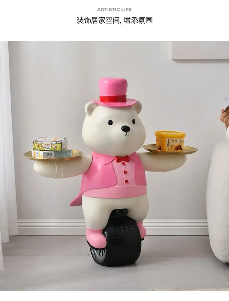 Modern Light Luxury Living Room Creative Floor-standing Bear Ornaments Lamp Panel Sofa Storage Tray High-end Home Decoration Modern Light Luxury Living Room Creative Floor-standing Bear Ornaments Lamp Panel Sofa Storage Tray High-end Home Decoration