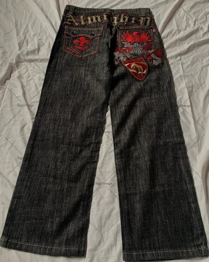 Y2K Gothic mens jeans Vintage Harajuku patchwork monogram high quality Embroidery pattern Streetwear men women wide leg jeans
Y2K Gothic mens jeans Vintage Harajuku patchwork monogram high quality Embroidery pattern Streetwear men women wide leg jeans