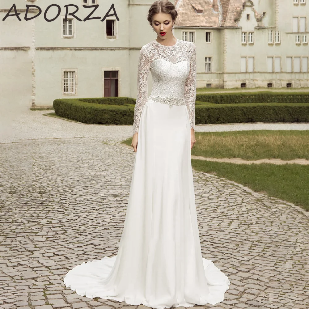 Adorza Mermaid Wedding Dresses For Woman Elegant Exquisite O-Neck Lace Applique Full Sleeves Backless Lace Up Vestidos De Novia
Adorza Mermaid Wedding Dresses For Woman Elegant Exquisite O-Neck Lace Applique Full Sleeves Backless Lace Up Vestidos De Novia