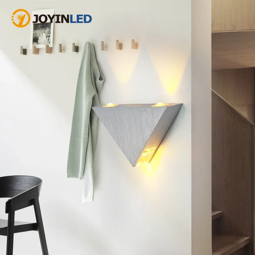 

Modern Design Led Wall Lamp 3W 110V 220V Aluminum Body Triangle Wall Light For Bedroom Home Lighting Luminaire Wall Sconce