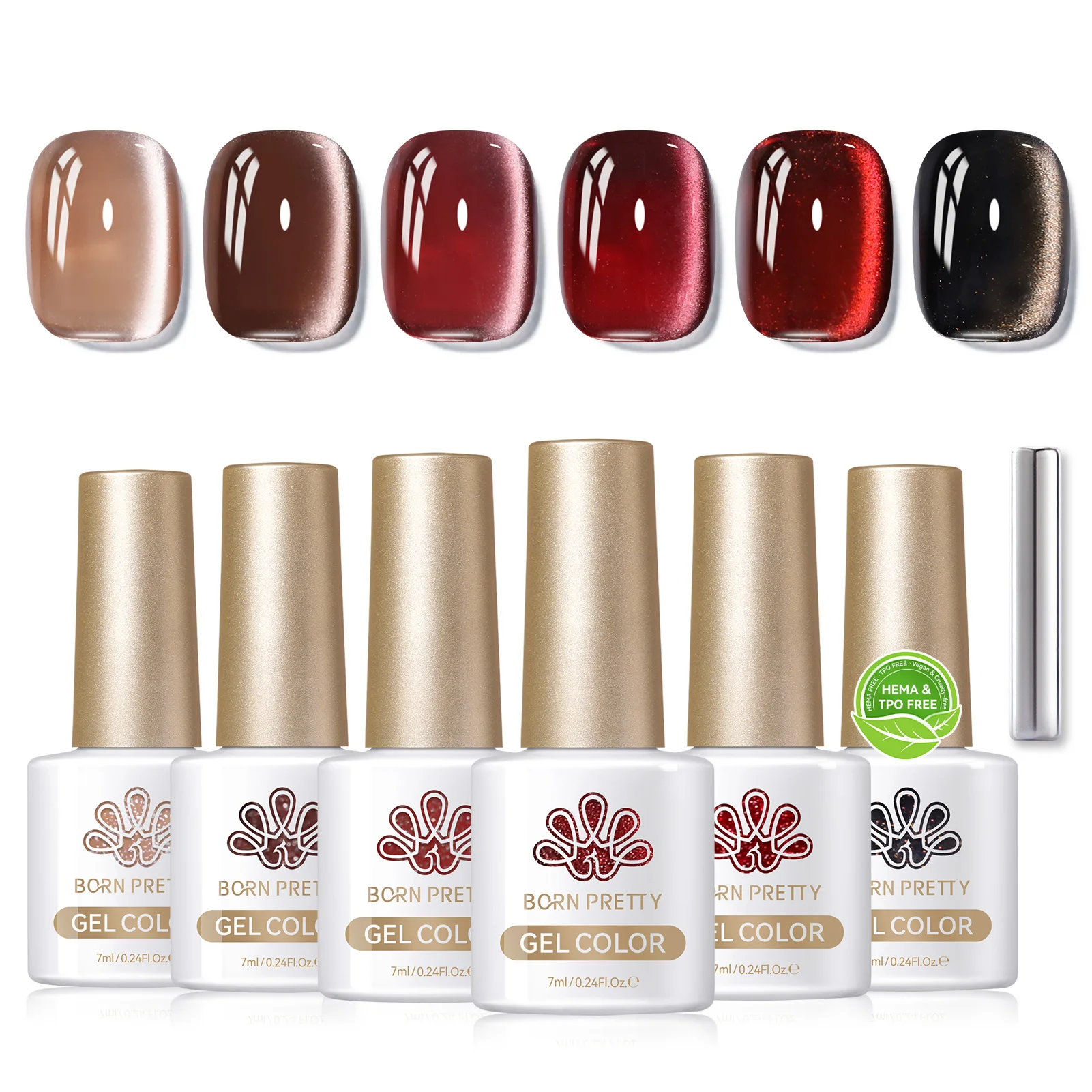 BORN PRETTY 6 Bottle Ebony Rose Glass Bead Cat Magnetic Gel Set Autumn Winter Dark Red Brown Soak Off UV Gel Set Manicure 7 Se9a7409ba6844a5ead99ecbd8258484fA