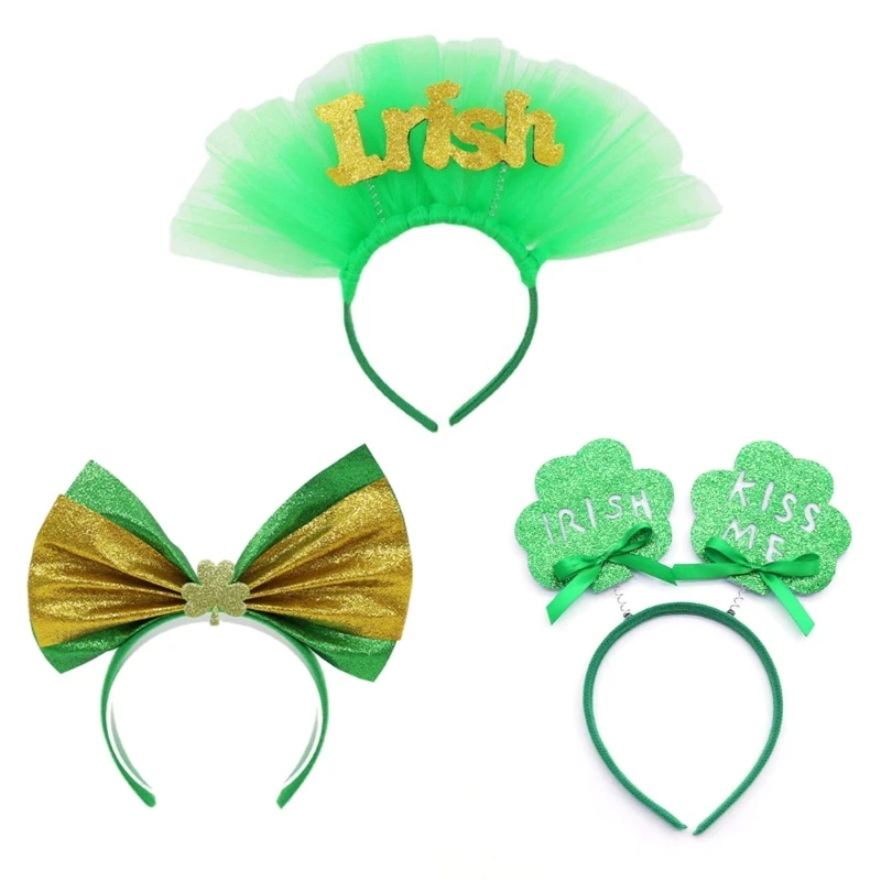 

Adult Kids Saint Patrick Day Headband Sequin Letter/Shamrock Headdress Hairband Carnival Holiday Celebration Party Hair Hoop