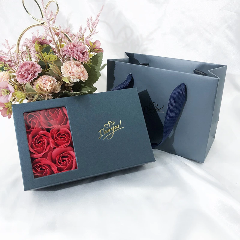 

Six Roses Jewelry Box Ring Ear Studs Bracelet Necklace Earring Bangle Keychains Exquisite Valentine's Day Gift Packaging Box Set