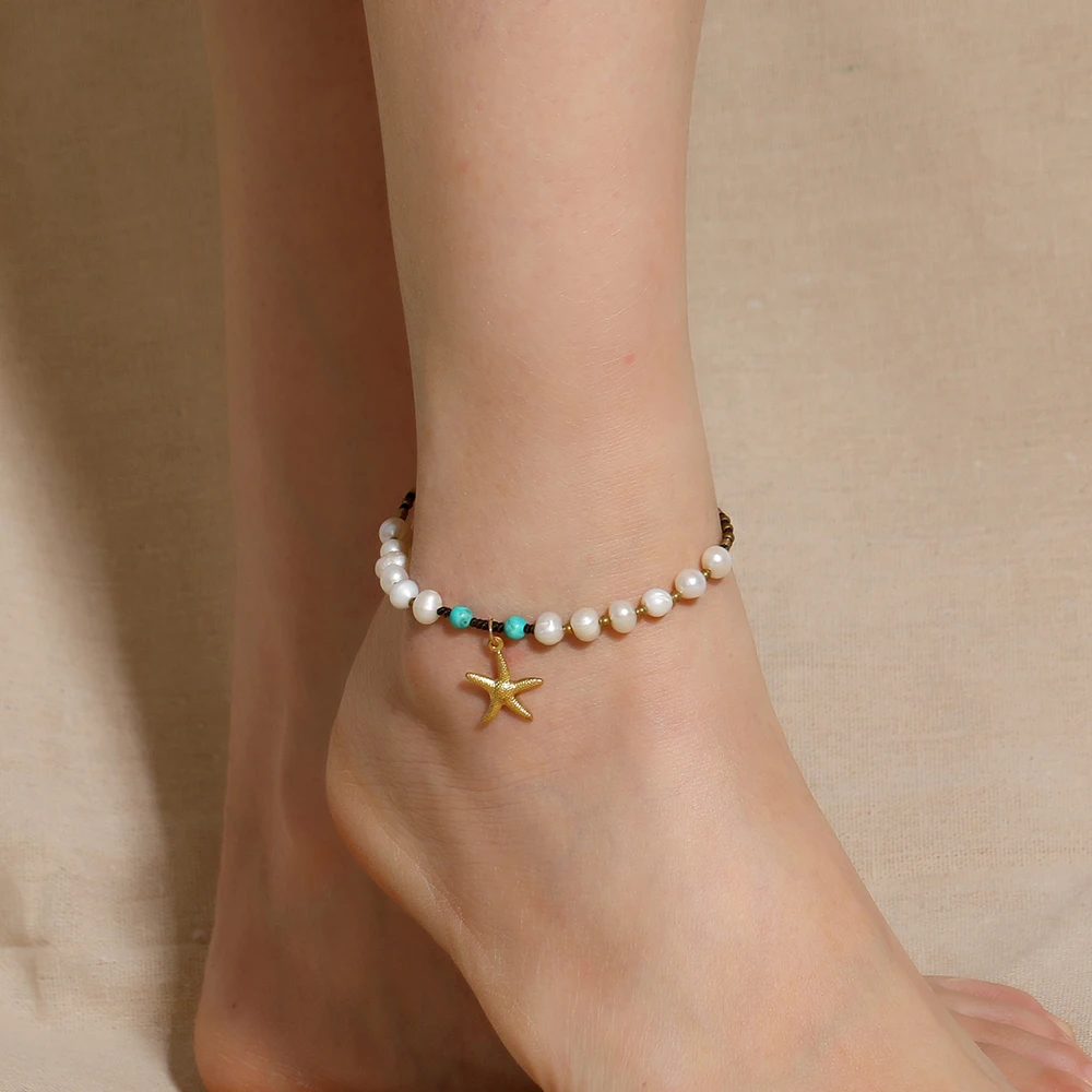 Latest Fashion Freshwater Pearl Jewelry Anklets Girl Bohemian Beach Copper Star Charm Handmade Wax Rope Anklets
Latest Fashion Freshwater Pearl Jewelry Anklets Girl Bohemian Beach Copper Star Charm Handmade Wax Rope Anklets