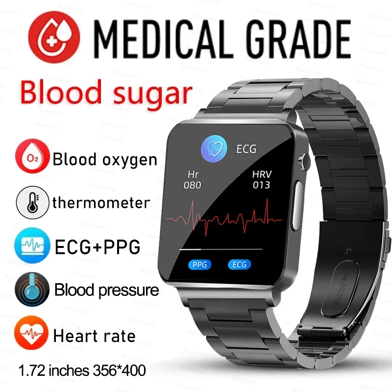 

2023 New Noninvasive Blood Sugar ECG+PPG Smart Watch Men Heart Rate Blood Oxygen Health Smartwatch Women Waterproof Sports Watch