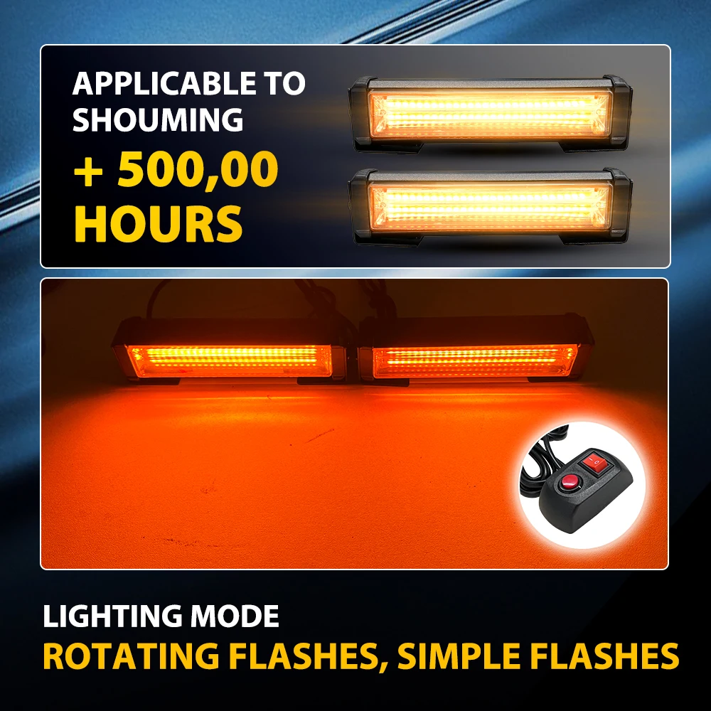 2Pcs Amber LED Strobe Flashing Lights Lamp Bars Turn Signal Lamp Emergency Light For Motorcycle Truck Bus 12-24V Waterproof 2Pcs Amber LED Strobe Flashing Lights Lamp Bars Turn Signal Lamp Emergency Light For Motorcycle Truck Bus 12-24V Waterproof