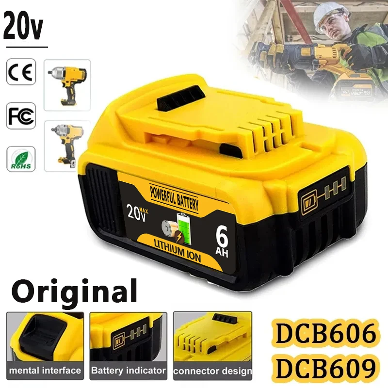 20V 4.0Ah 5.0Ah 6.0Ah 18650 Battery, for DeWalt DCB185 DCB203 DCB206 DCB181 DCB184 Rechargeable Lithium 18V Power Tools Battery
20V 4.0Ah 5.0Ah 6.0Ah 18650 Battery, for DeWalt DCB185 DCB203 DCB206 DCB181 DCB184 Rechargeable Lithium 18V Power Tools Battery