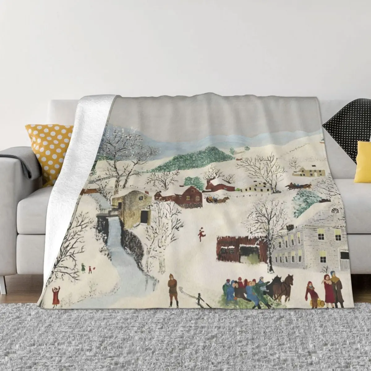 

Grandma Moses art Throw Blanket For Sofa Thin Retros Blankets