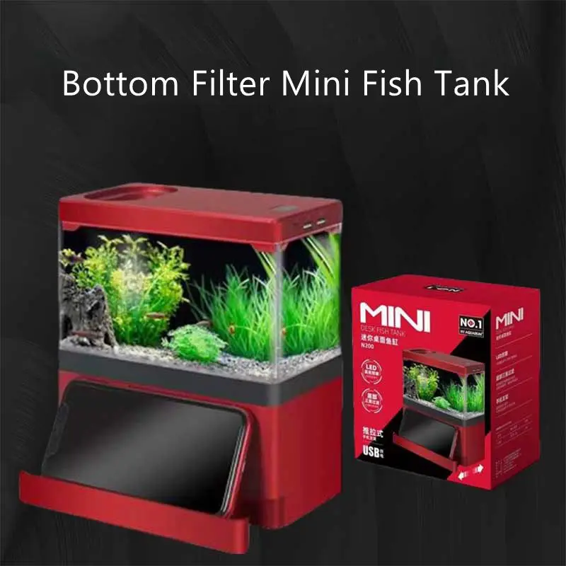 

Bottom Filter Mini Fish Tank Self-Circulating Tabletop Fish Tank Creative Ecological Goldfish Bowl Aquarium Supplies