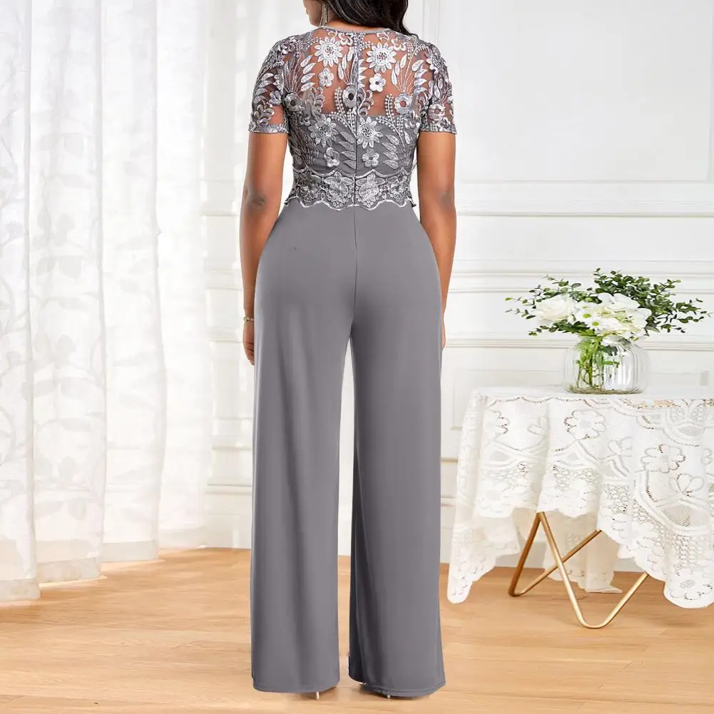 Lace Sleeve Jumpsuit Lace Flower Embroidery Plus Size Women's Summer Jumpsuit Stylish High Waist Wide Leg Short Sleeves Back
Lace Sleeve Jumpsuit Lace Flower Embroidery Plus Size Women's Summer Jumpsuit Stylish High Waist Wide Leg Short Sleeves Back