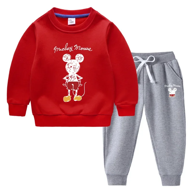 

MINISO Disney Mickey Mouse and Donald Duck Children's Sweatshirt Set New Style Medium Velvet Thickened Warm Winter Long Sleeves