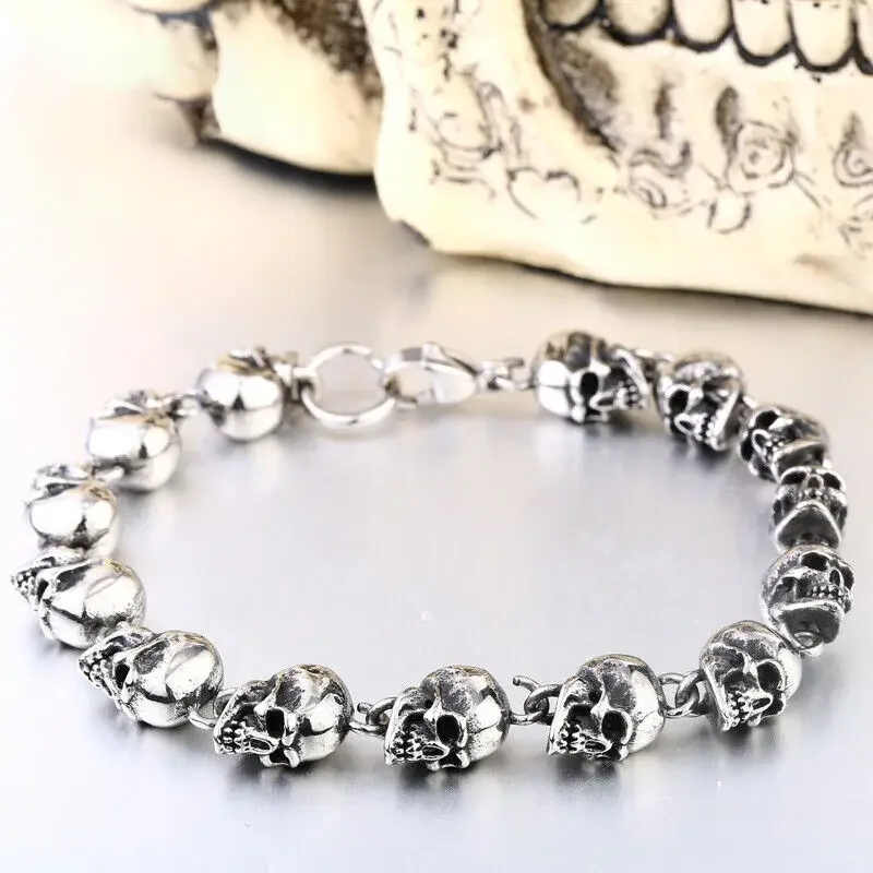 CHUANGCHENG Vintage Men's 18-20.5 CM 11-13 Skull Head Beaded Stainless Steel Link Bracelet Bangle Accessories
CHUANGCHENG Vintage Men's 18-20.5 CM 11-13 Skull Head Beaded Stainless Steel Link Bracelet Bangle Accessories