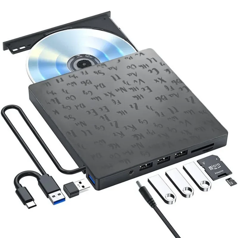 

Внешний привод CD/DVD USB 3.0 Type-C 6 в 1, DVD-привод, оптический привод с разъемами SD/TF и USB3.0, оптические приводы для ПК и ноутбука