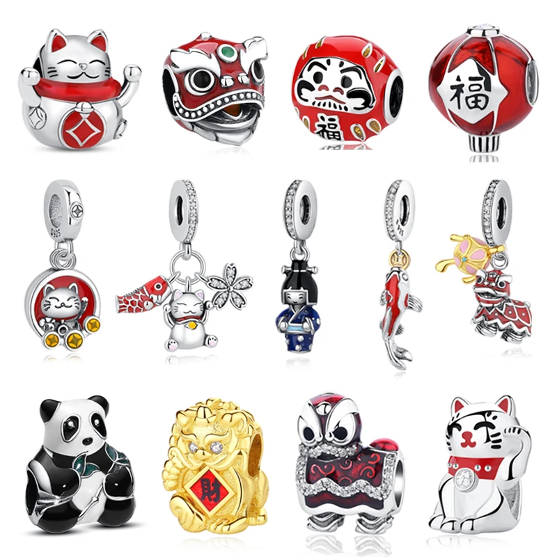 

925 Sterling Silver Charms Beads Original Japanese Akita Inu Dog Doll Charm Fit Pandora Bracelets Bangles Diy Jewelry For Women