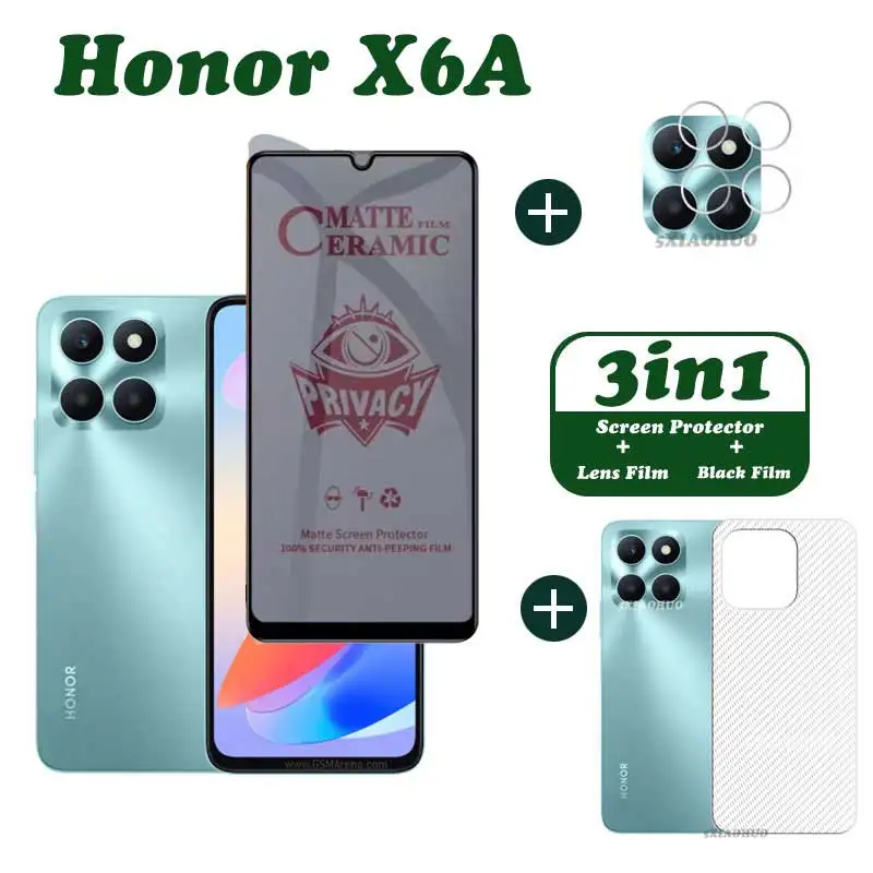 3 в 1, защитная пленка для экрана Honor X6A, антишпионское закаленное стекло для Honor X6A, пленка для объектива
3 в 1, защитная пленка для экрана Honor X6A, антишпионское закаленное стекло для Honor X6A, пленка для объектива