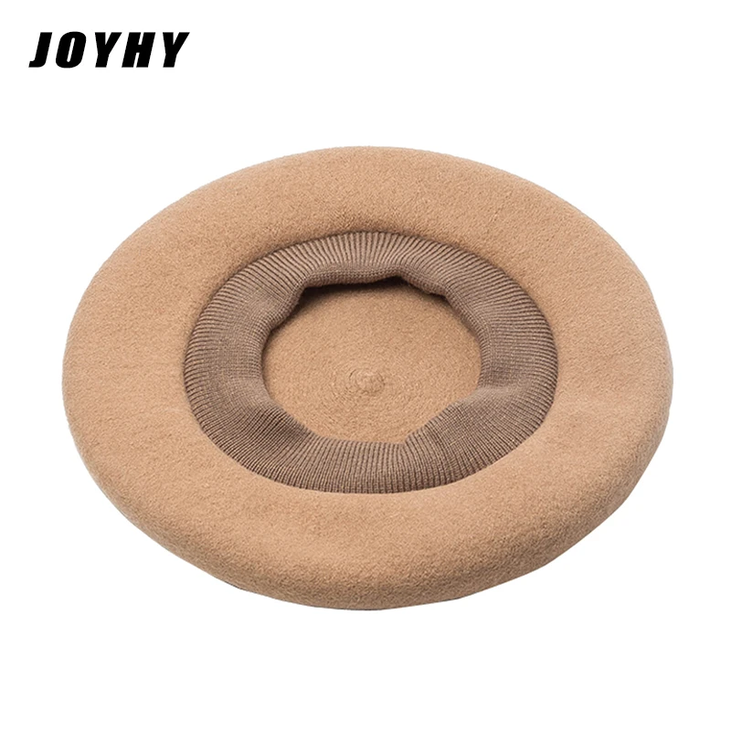 

JOYHY Women's Elastic Closure French Style Wool Berets Caps Maiden Solid Color Autumn Winter Artist Baret Beanie Flat Hat Outfit