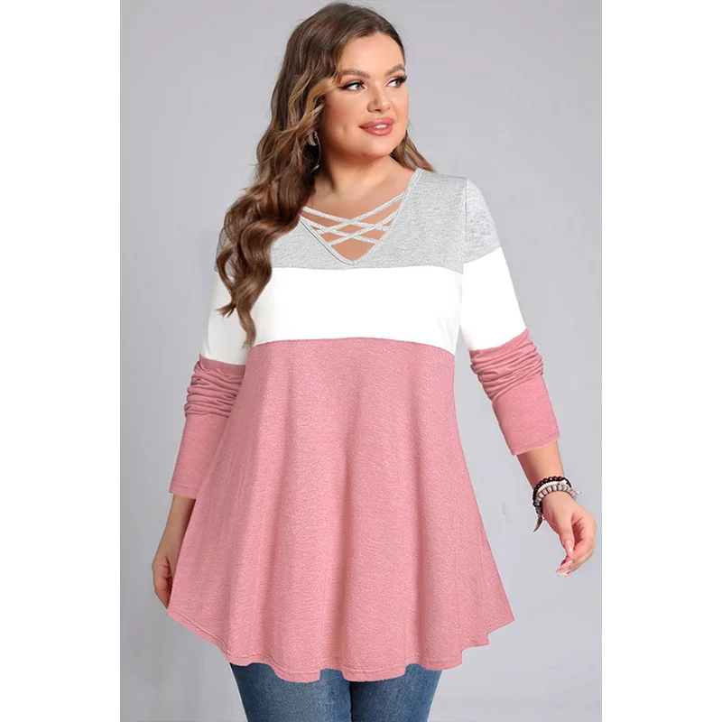 2023 Autumn/Winter Amazon Cross border New Women's Round Neck Large Fashion Knitwear Foreign Trade Long Sleeve Splice Top
2023 Autumn/Winter Amazon Cross border New Women's Round Neck Large Fashion Knitwear Foreign Trade Long Sleeve Splice Top