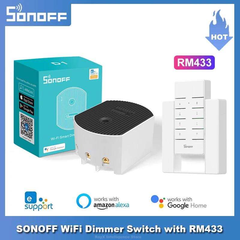 

SONOFF D1 DIY WiFi Dimmer Switch Smart Home Light Switch 433Mhz RF Remote Controlled Switch via eWeLink APP Google Home Alexa