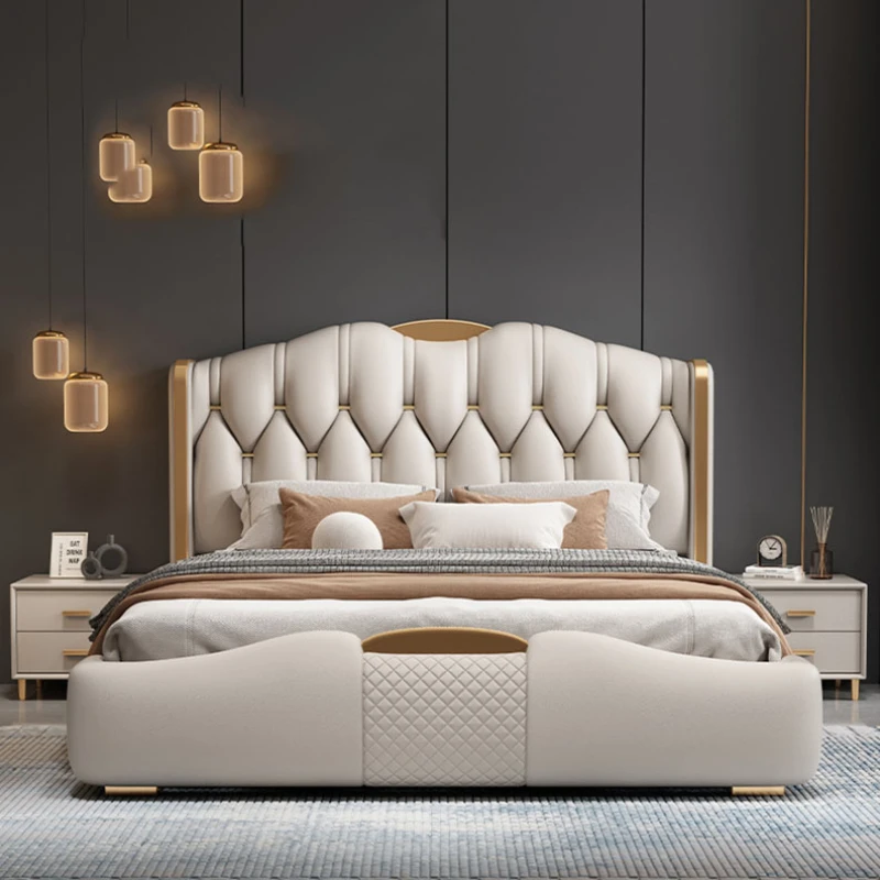 Современная роскошная двухспальная кровать, изголовье кровати из дерева, для спальни
Современная роскошная двухспальная кровать, изголовье кровати из дерева, для спальни