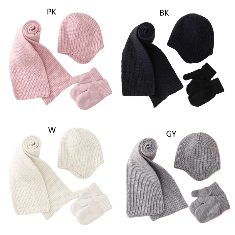 

Toddlers Knit Hat and Gloves Comfortable Infant Beanie Cap Stylish Hat and Glove Set Great Shower Gift for 3-18M Babies