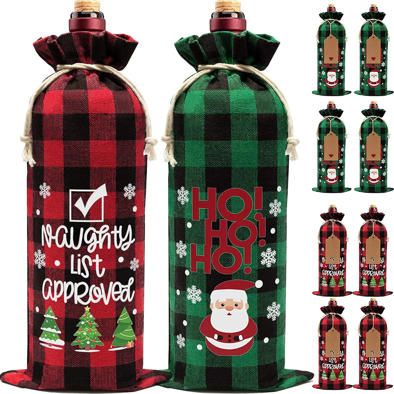12/50Pcs Burlap Buffalo Plaid Wine Bottle Bags with Drawstring Tag & Rope Reusable Xmas Christmas Wine Covers for Party Holiday
12/50Pcs Burlap Buffalo Plaid Wine Bottle Bags with Drawstring Tag & Rope Reusable Xmas Christmas Wine Covers for Party Holiday