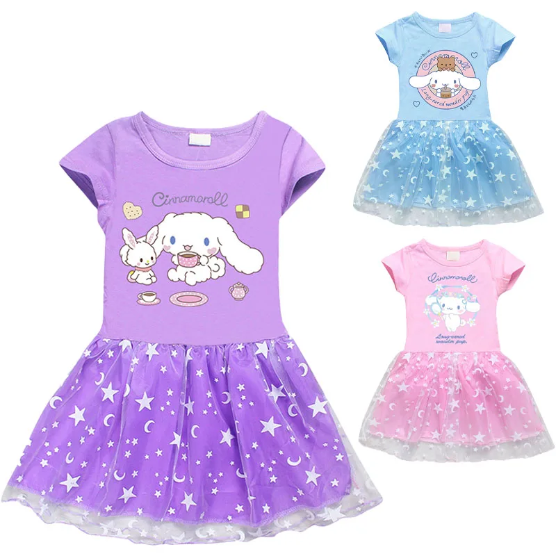 Платье Sanrio Cinnamoroll для девочек, милые летние платья принцессы из тюля с коротким рукавом и изображением мультяшных звезд и Луны для девочек
Платье Sanrio Cinnamoroll для девочек, милые летние платья принцессы из тюля с коротким рукавом и изображением мультяшных звезд и Луны для девочек