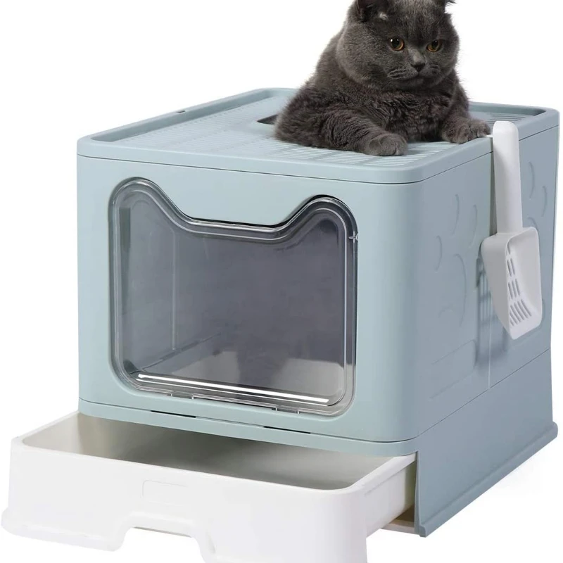 

Caja de arena para gatos, inodoro portatil con tapa, tipo de entrada superior, cerrada, antisalpicaduras