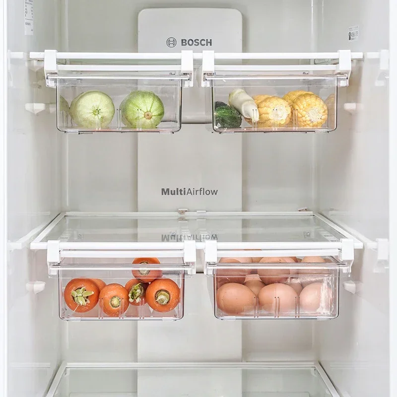 

Box Storage New Holder Kitchen Fruit Clear Organizer Refrigerator Rack Under Fridge Drawer Slide Food Shelf Plastic