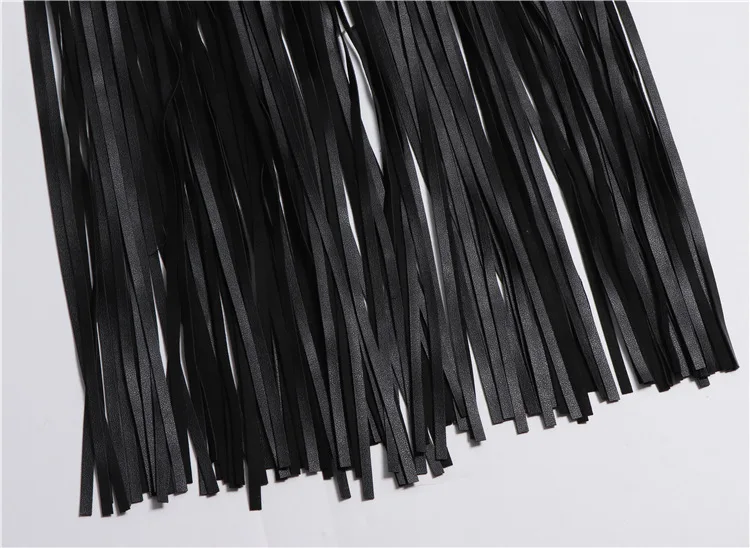 LANMREM Basics PU Leather Skirt Women Belt Black Color High Street Decoration Full Tassels Skirts Female New Fashion 2DC1326 43 Se9c3cd00f303422382d407dc9f1e9686Z