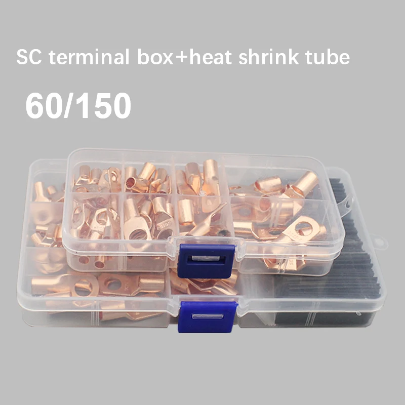 60/150pcs/box Electrical Wire Ring Connectors Assorted Car Copper Tube Lug Battery Starter Cable Welding Crimp Terminals Kit
60/150pcs/box Electrical Wire Ring Connectors Assorted Car Copper Tube Lug Battery Starter Cable Welding Crimp Terminals Kit