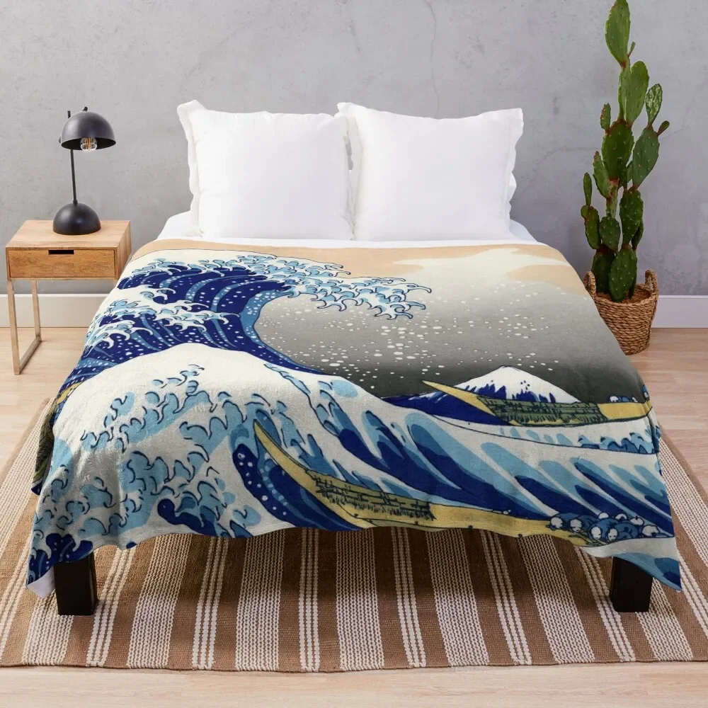 

The Great Wave off Kanagawa by Katsushika Hokusai Throw Blanket Decoratives Flannel Fabric Hairys Blankets
