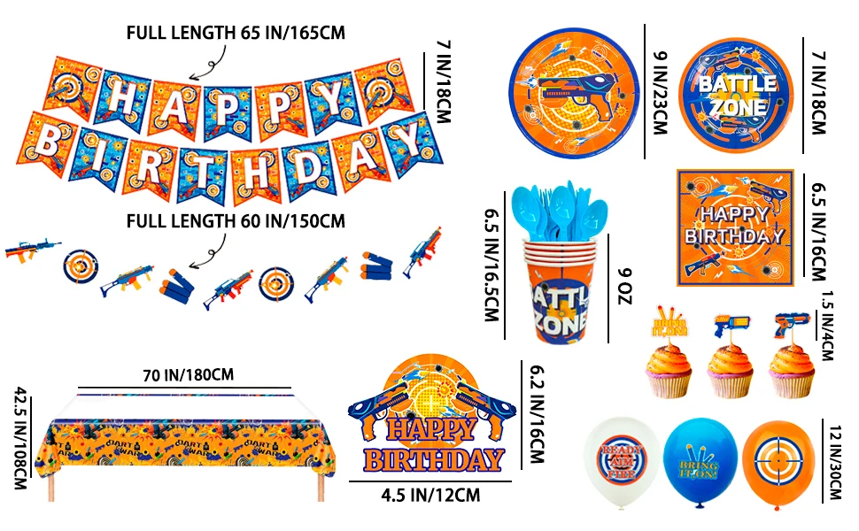Dart War Party Supplies,100pcs Decorations Tableware Set-Dart War Party Plates Cups Napkins Tablecloth Balloons Banner etc Dart War Party Supplies,100pcs Decorations Tableware Set-Dart War Party Plates Cups Napkins Tablecloth Balloons Banner etc