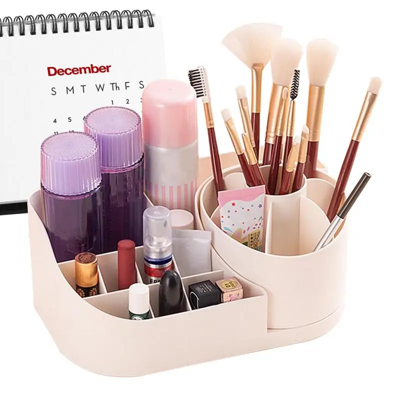 

Vanity Cosmetic Organiser Spinning Display Makeup Storage Lipstick Box With 17 Compartments Stationery Holder Home Supplies For